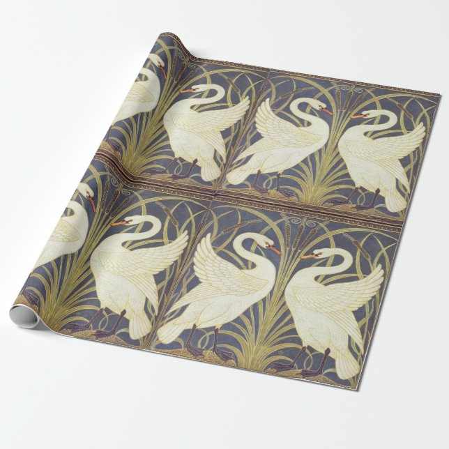 Walter Crane Swan, Rush and Iris Art Nouveau Geschenkpapier (Ungerollt)
