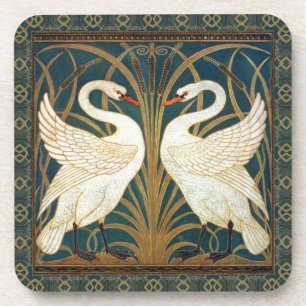Walter Crane Swan, Rush and Iris Art Nouveau Getränkeuntersetzer