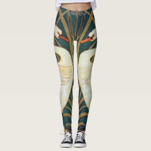 Walter Crane Swan, Rush and Iris Art Nouveau Leggings