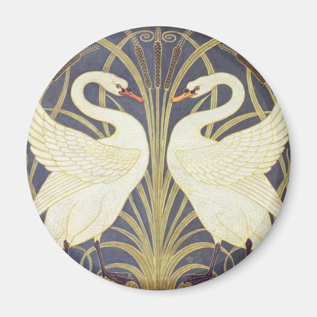 Walter Crane Swan, Rush and Iris Art Nouveau Magnet (Vorne)