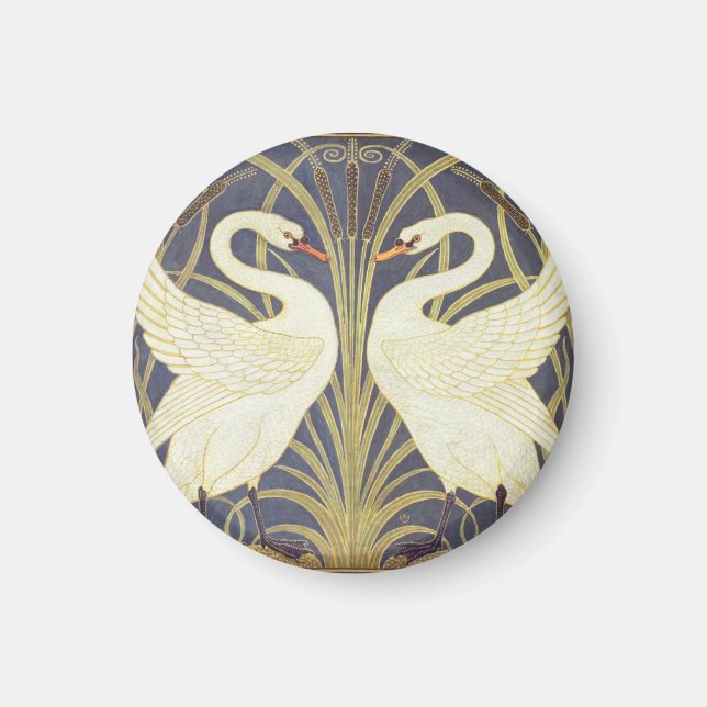 Walter Crane Swan, Rush and Iris Art Nouveau Magnet (Vorne)