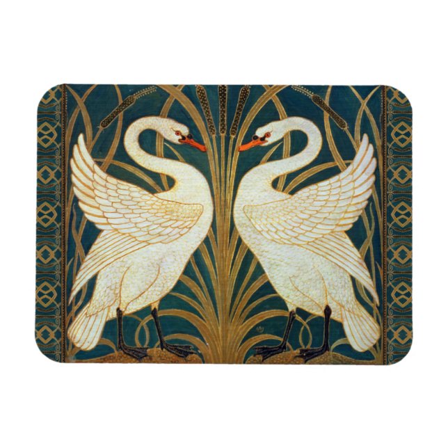 Walter Crane Swan, Rush and Iris Art Nouveau Magnet (Horizontal)