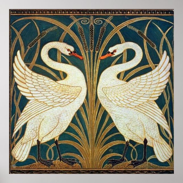 Walter Crane Swan, Rush and Iris Art Nouveau Poster (Vorne)