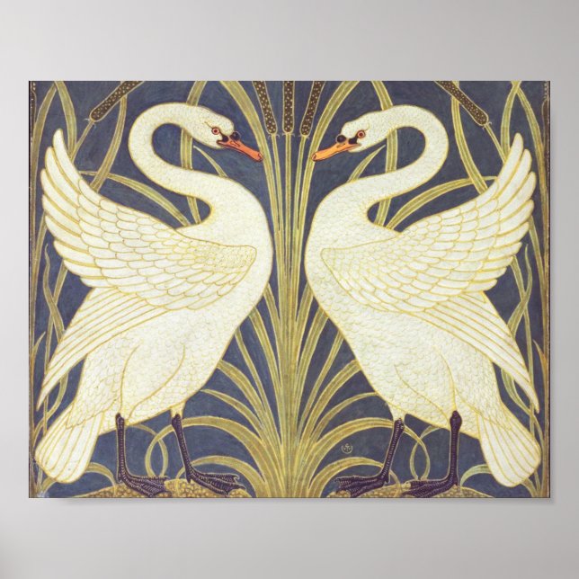 Walter Crane Swan, Rush and Iris Art Nouveau Poster (Vorne)
