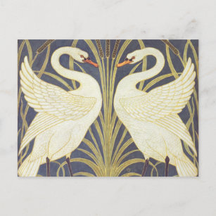 Walter Crane Swan, Rush and Iris Art Nouveau Postkarte