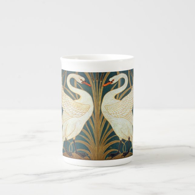 Walter Crane Swan, Rush and Iris Art Nouveau Prozellantasse (Vorderseite)