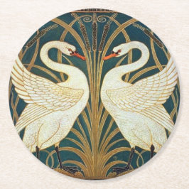 Walter Crane Swan, Rush and Iris Art Nouveau Runder Pappuntersetzer