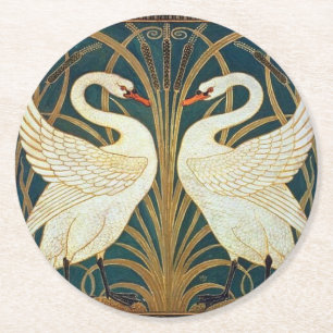 Walter Crane Swan, Rush and Iris Art Nouveau Runder Pappuntersetzer
