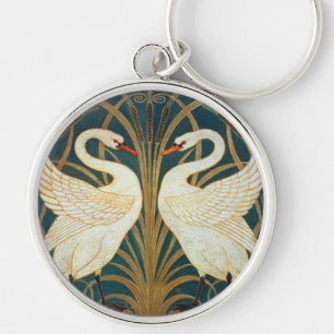Walter Crane Swan, Rush and Iris Art Nouveau Schlüsselanhänger