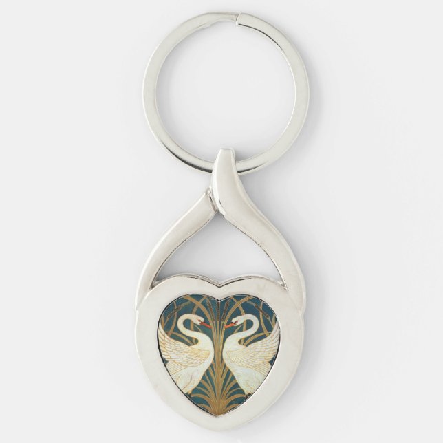 Walter Crane Swan, Rush and Iris Art Nouveau Schlüsselanhänger (Vorderseite)