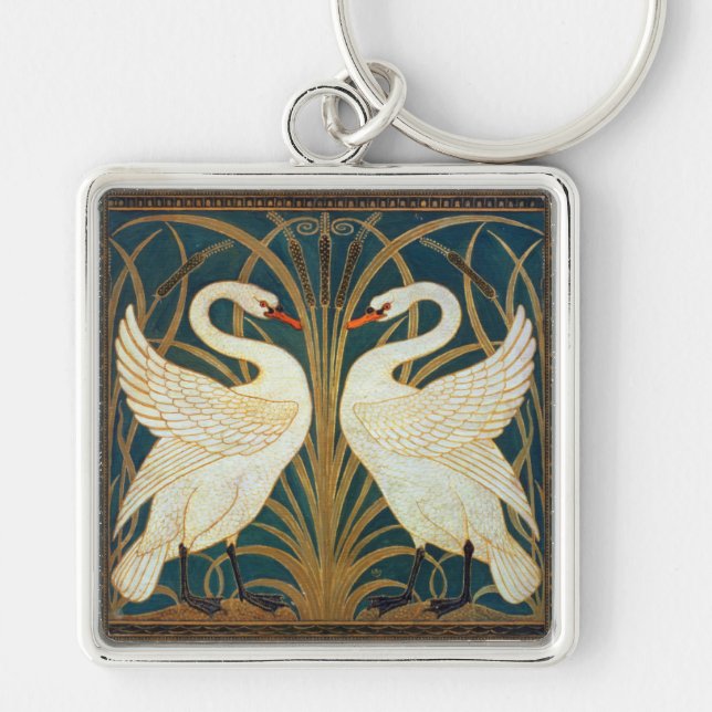 Walter Crane Swan, Rush and Iris Art Nouveau Schlüsselanhänger (Vorne)