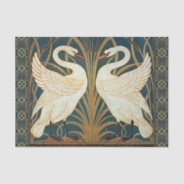 Walter Crane Swan, Rush and Iris Art Nouveau Seidenpapier (Vorderseite)