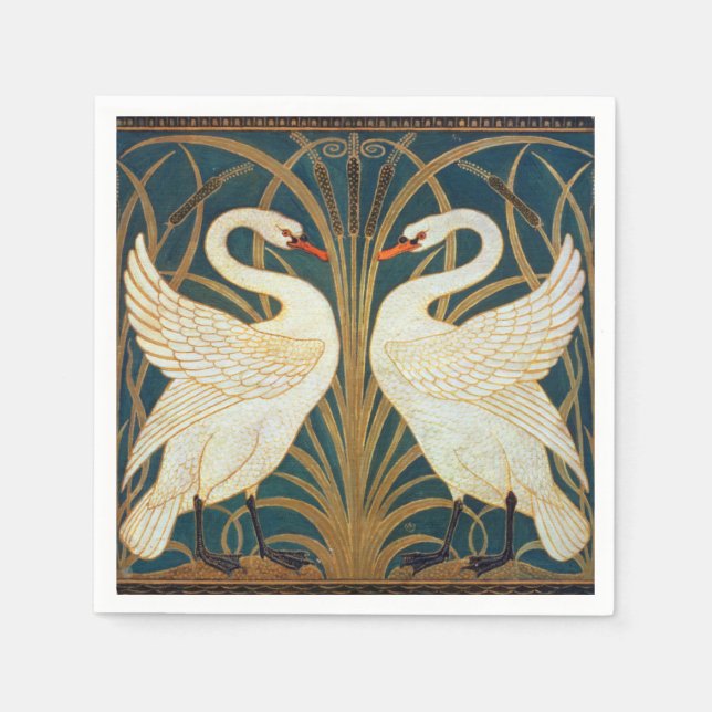 Walter Crane Swan, Rush and Iris Art Nouveau Serviette (Vorderseite)