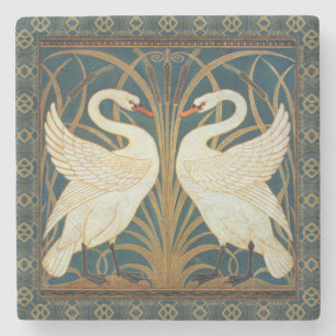 Walter Crane Swan, Rush and Iris Art Nouveau Steinuntersetzer