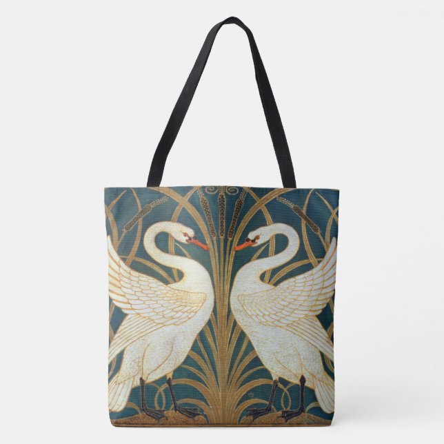 Walter Crane Swan, Rush and Iris Art Nouveau Tasche (Vorderseite)