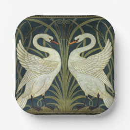 Walter Crane Swan & Rush und Iris viktorianisch Pappteller