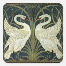 Walter Crane Swan & Rush und Iris viktorianisch Quadratischer Aufkleber