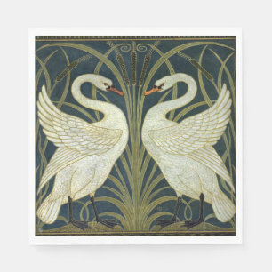 Walter Crane Swan & Rush und Iris viktorianisch Serviette