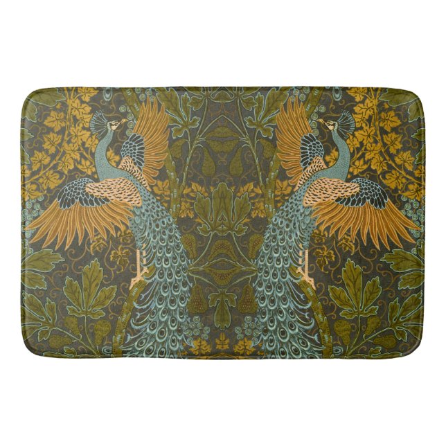 Walter Crane Vintag Fig and Peacock Pattern Badematte (Vorderseite)