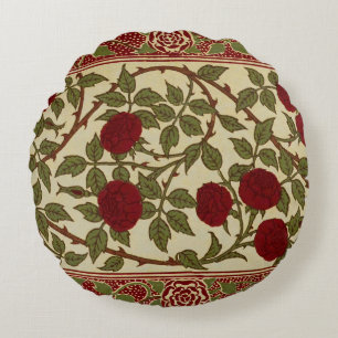 Walter Crane Vintage Rosamund Rote Rose Blumendeko Rundes Kissen
