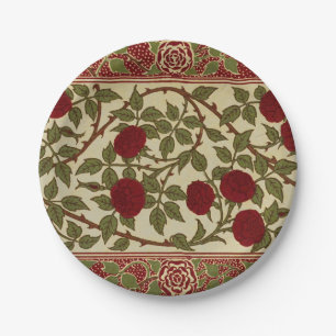 Walter Crane Vintage Rosamund Rote Rose Florale Ku Pappteller