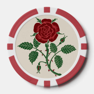 Walter Crane Vintage Saxon rotes Rosenmuster Pokerchips