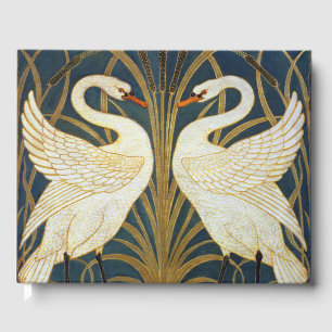 Walter Crane Vintage Schwan und Iris Art Nouveau Gästebuch