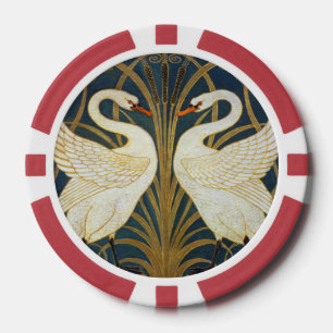 Walter Crane Vintage Schwan und Iris Art Nouveau Pokerchips
