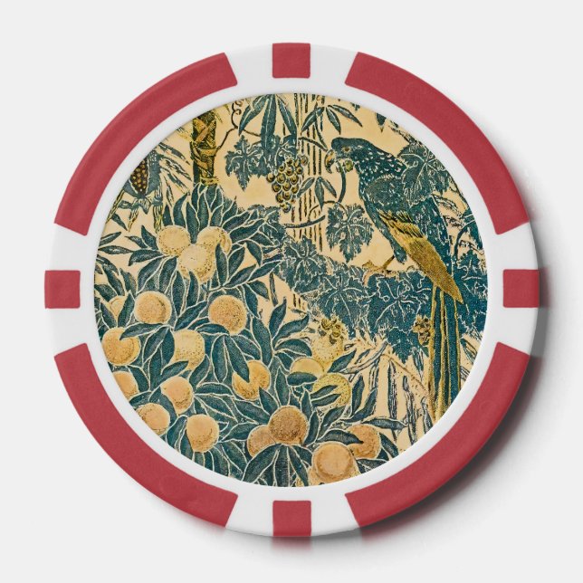 Walter Crane - Vintages Art Nouveau Macaw Muster Pokerchips (Vorderseite)