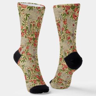 Walter Crane Weißer Kakadu Rote Granatapfel Kunst Socken