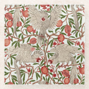Walter Crane Weißer Kakadu Roter Granatapfel Kunst Glasuntersetzer