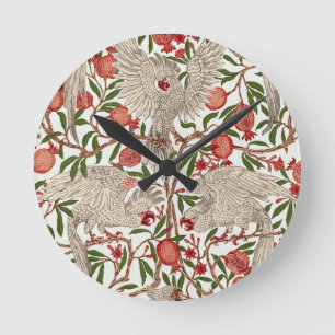 Walter Crane Weißer Kakadu Roter Granatapfel Kunst Runde Wanduhr