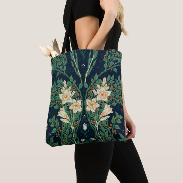 Walter Crane White Lily-Blue Back Tasche (Von Nahem)
