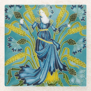 Walter Cranes Flora Art Nouveau Glasuntersetzer