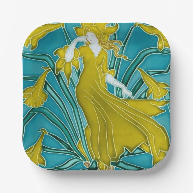 Walter Cranes Flora Art Nouveau Pappteller (Vorderseite)
