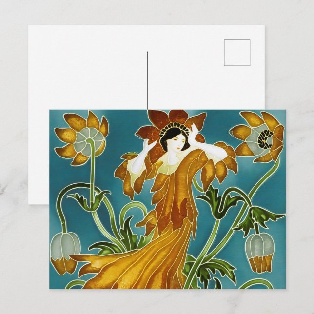 Walter Cranes Flora Art Nouveau Postkarte (Vorne/Hinten)