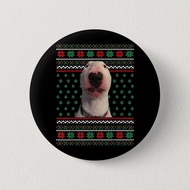 Walter Dog Meme Ugly Christmas Sweater Xmas Funny Button (Vorderseite)