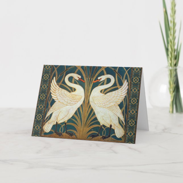 Walter-Kran-Schwan, Eile und Iris-Kunst Nouveau Karte (Vorderseite)