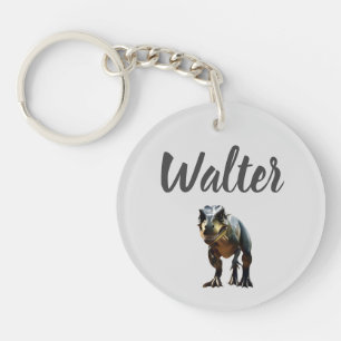 Walter Name mit T Rex Dinosaur, Schlüsselanhänger