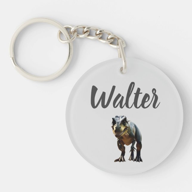 Walter Name mit T Rex Dinosaur, Schlüsselanhänger (Vorderseite)