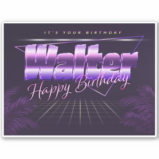 Walter Name Prénom lila retro Sticker (Devant)