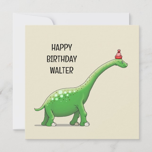 Walter the Dinosaur Birthday Card Karte (Vorderseite)