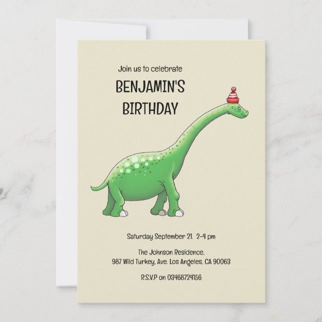 Walter the Dinosaur Birthday Einladung (Vorderseite)