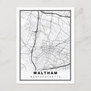 Waltham Map Postkarte