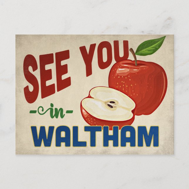 Waltham Massachusetts Apple - Vintage Travel Postkarte (Vorderseite)