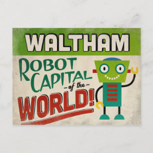 Waltham Massachusetts Roboter - Lustiges Vintage Postkarte
