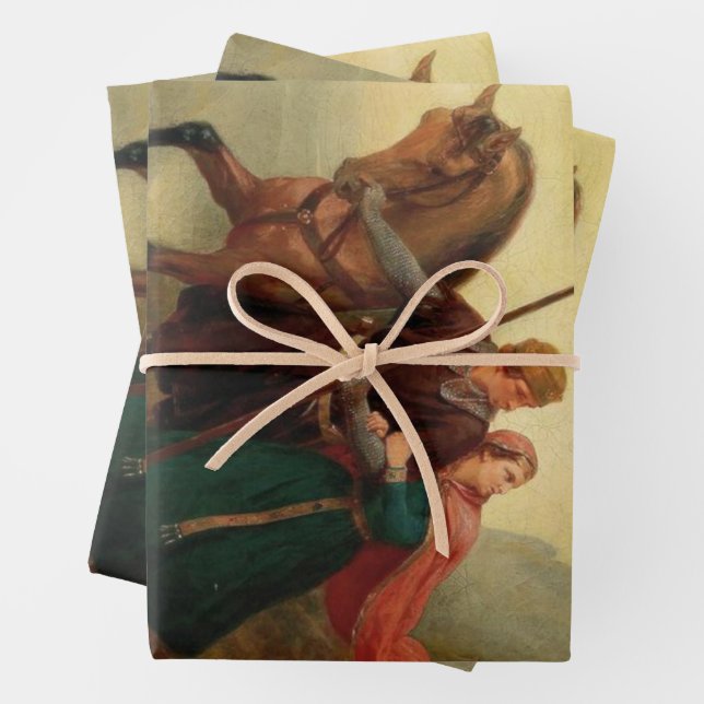 Walther und Hildegund fliehen mit ihrem Pferd Geschenkpapier Set (Beispiel)