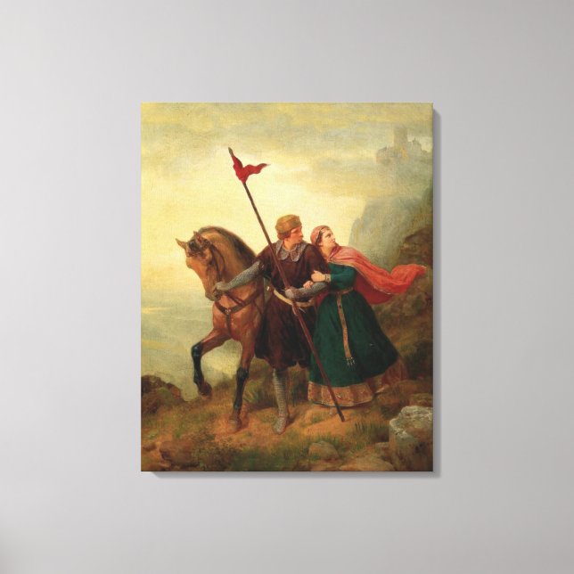 Walther und Hildegund fliehen mit ihrem Pferd Leinwanddruck (Vorderseite)