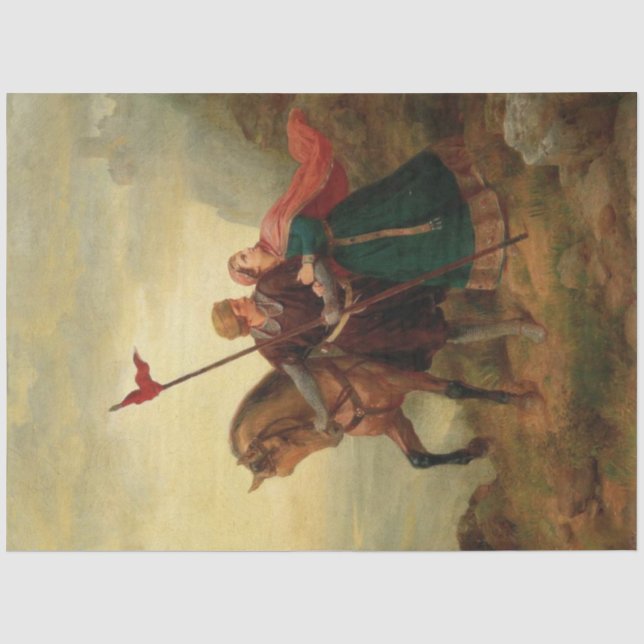 Walther und Hildegund fliehen mit ihrem Pferd Seidenpapier (Vorderseite)