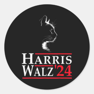 Waltz 2024 Funny Cat Abstimmung für Kamala Harris Runder Aufkleber